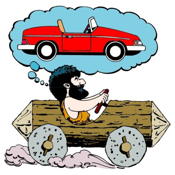 Caveman Driving Car