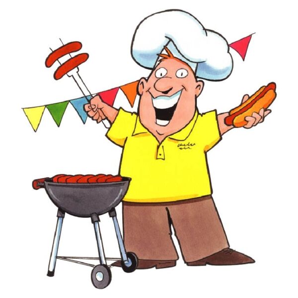 Man Grilling Hot Dogs