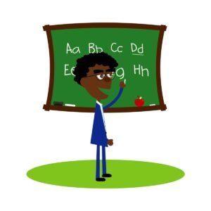 Teacher At Chalkboard