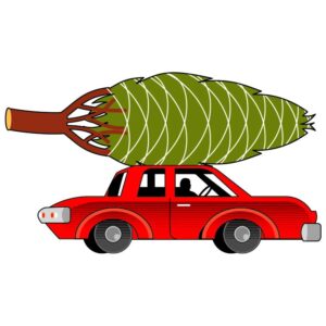 A Christmas Tree on Your Car with white background