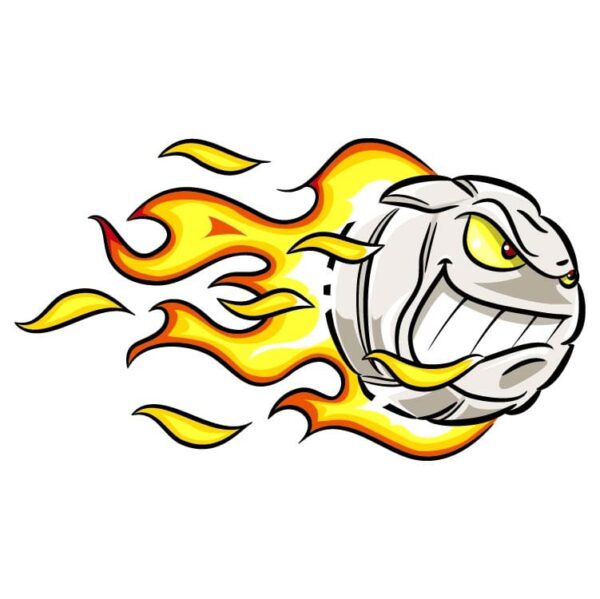 A Flaming Volleyball Ball With Angry Face