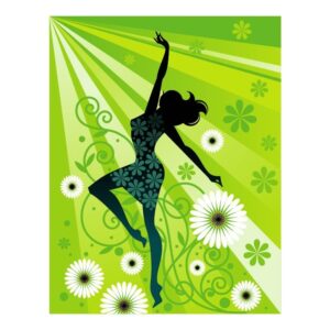 Dancing woman with flowers