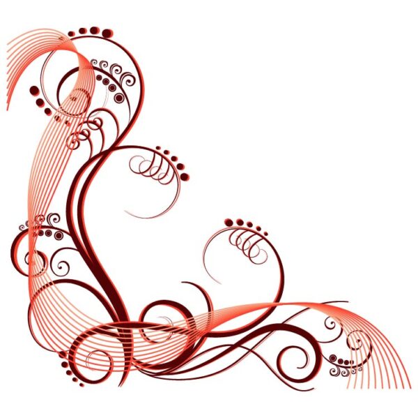 Red Color Tendrils Flourish with White Background