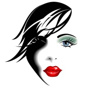 Red Eye, Black Hair, Red Lip Women Face