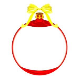 Red christmas balls with ribbon and bows Frame