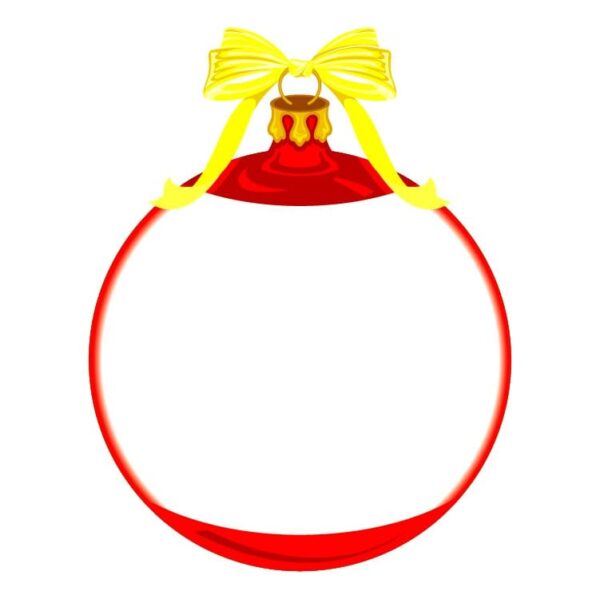 Red christmas balls with ribbon and bows Frame