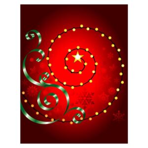 Set of glowing string lights on abstract red background