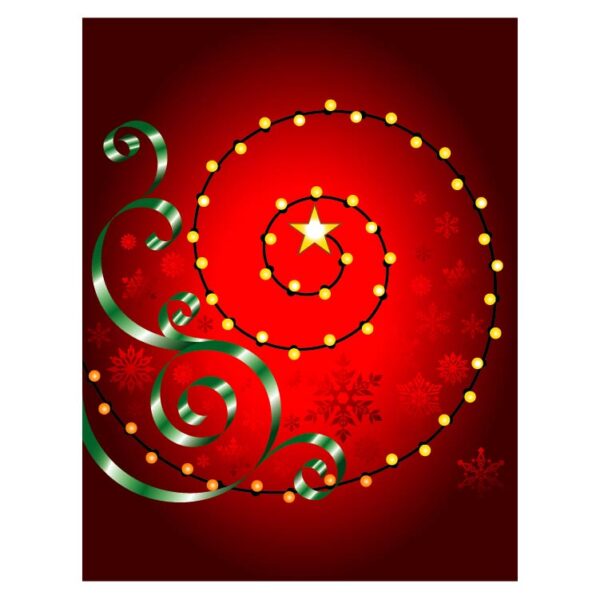 Set of glowing string lights on abstract red background