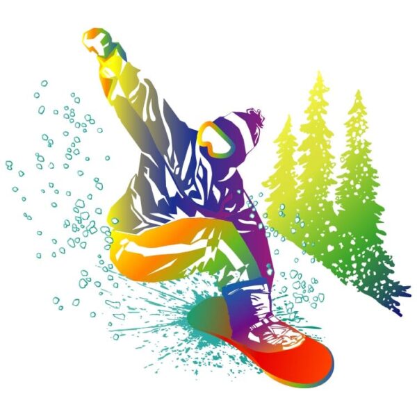 Skier on Snowboarder