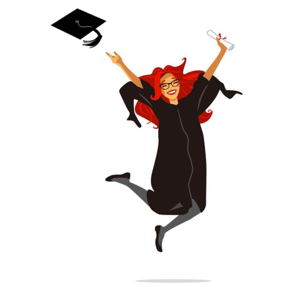 Smiling graduate woman holding degree