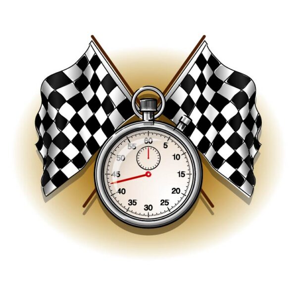 Stopwatch With Checkered Racing Flags