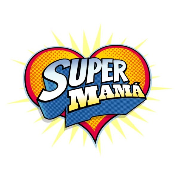 Super Mama Hand Drawn with Heart Background