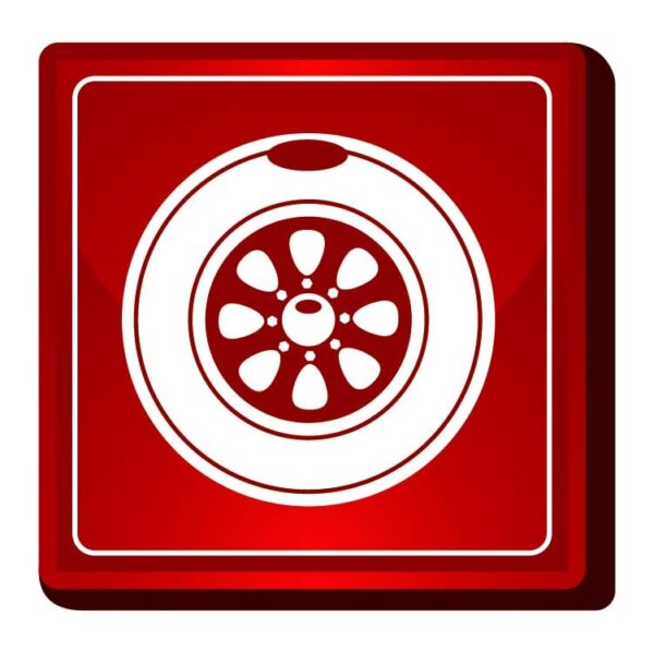Wheel with Tire Icon with Red Background