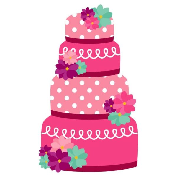 A large pink cream cake with four tiers