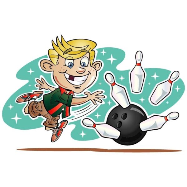 A man bowling pin mascot illustration