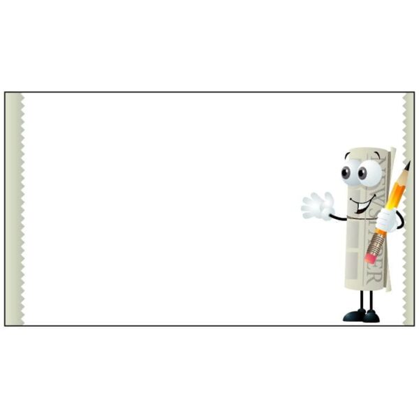 A newspaper character and pencil in hand frame