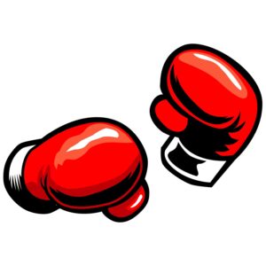 A pair of red boxing gloves