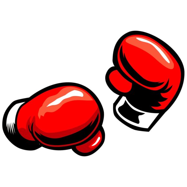 A pair of red boxing gloves