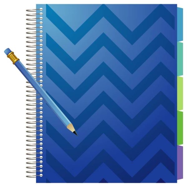 Back to school blue notebook supply elementary with pencil