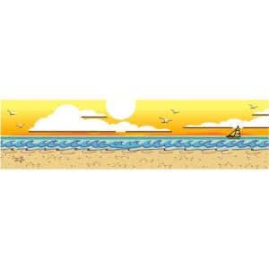 Beach landscape at sunset scene with ocean wave