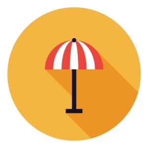 Beach sun umbrella circle icon