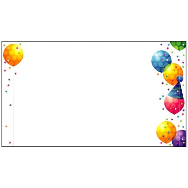 Birthday banner with colorful balloons and cap