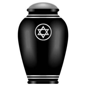 Black and grey Cremation urns in metal