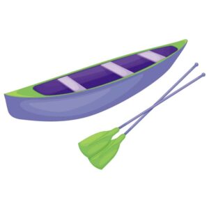 Blue and green canoe