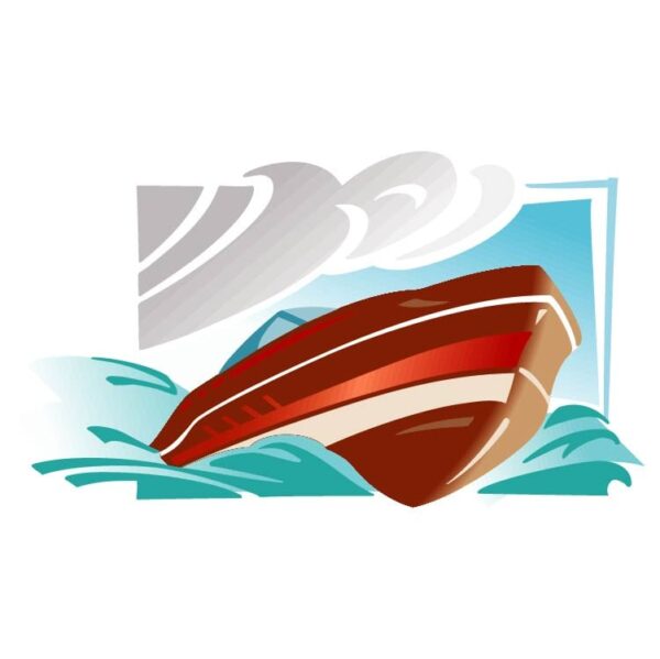 Boat on the wave vector illustration