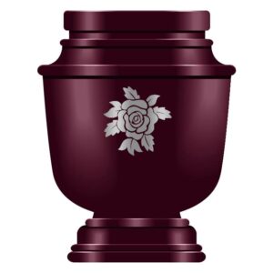 Burgundy Cremation urns in metal