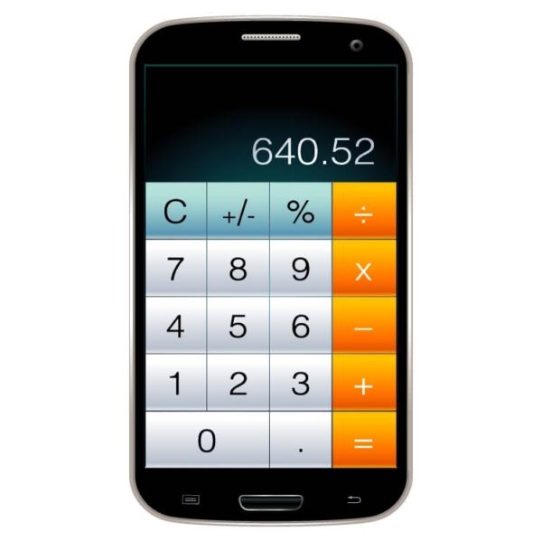 Calculator number key pad on smartphone