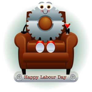 Canada theme happy labor day with technical cartoon