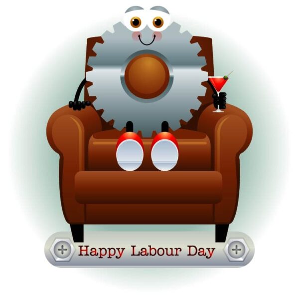 Canada theme happy labor day with technical cartoon