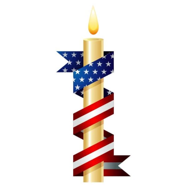 Candle wrap up with united states flag