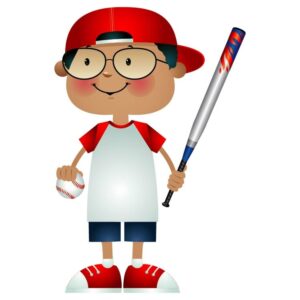 Cartoon boy playing baseball