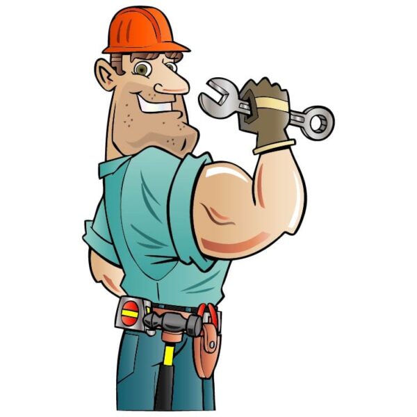 Cartoon building construction worker