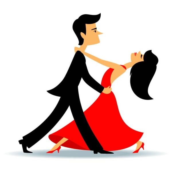 Cartoon couple dancing tango style