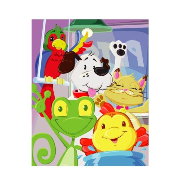 Cartoon illustration of pet animals