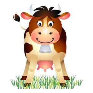 Cartoon male cow standing front view