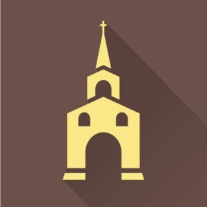 Catholic church icon on brown background