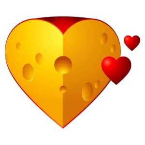 Cheese emblem with heart sticker for valentines with cheese