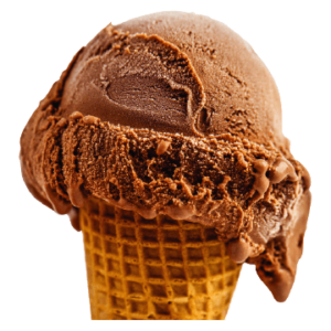 Chocolate ice cream in a sugar cone