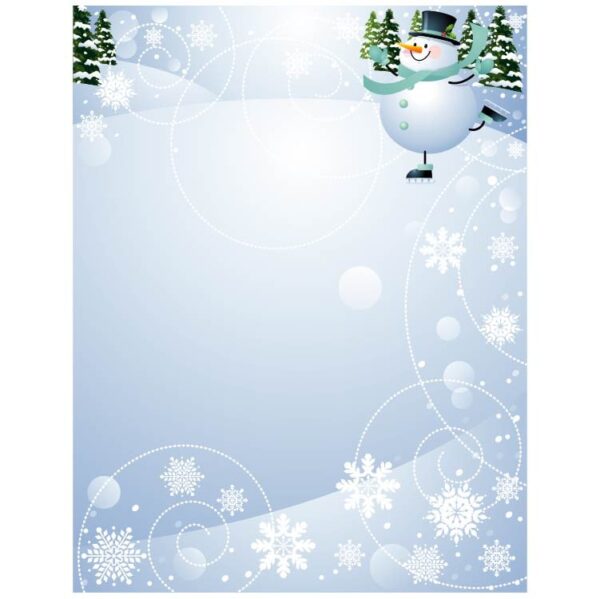 Christmas background with tree and snowman