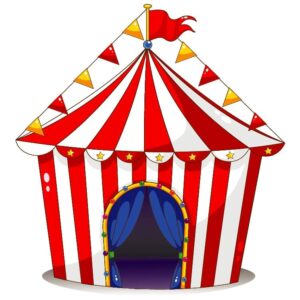 Circus tent in red and white color