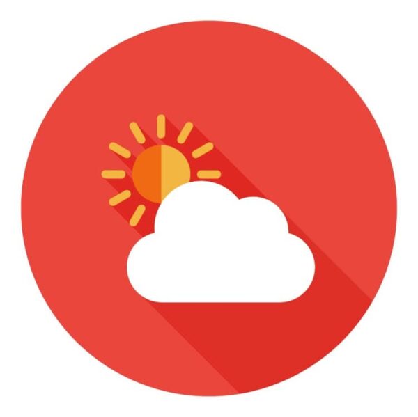 Cloud with sun icon sunny weather sign