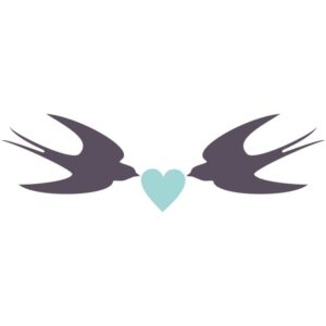 Couple birds with love icon