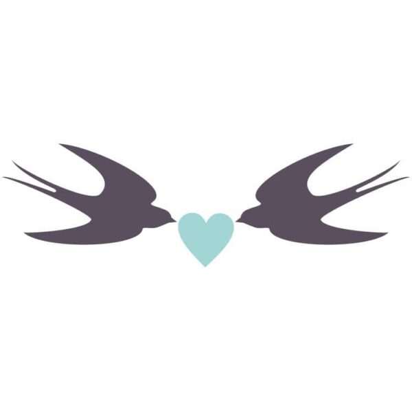 Couple birds with love icon