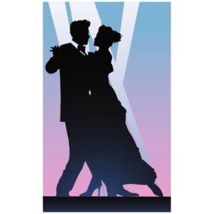 Couple hugging or dancing in moonlight background