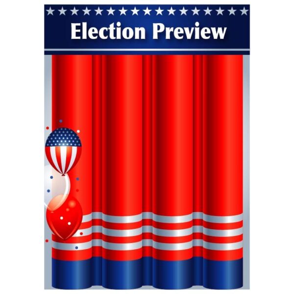 Curtains window panel drapes united states national day flag stripes and balloons with slogan election preview