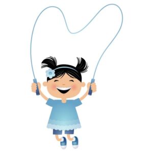 Cute small girl skipping rope